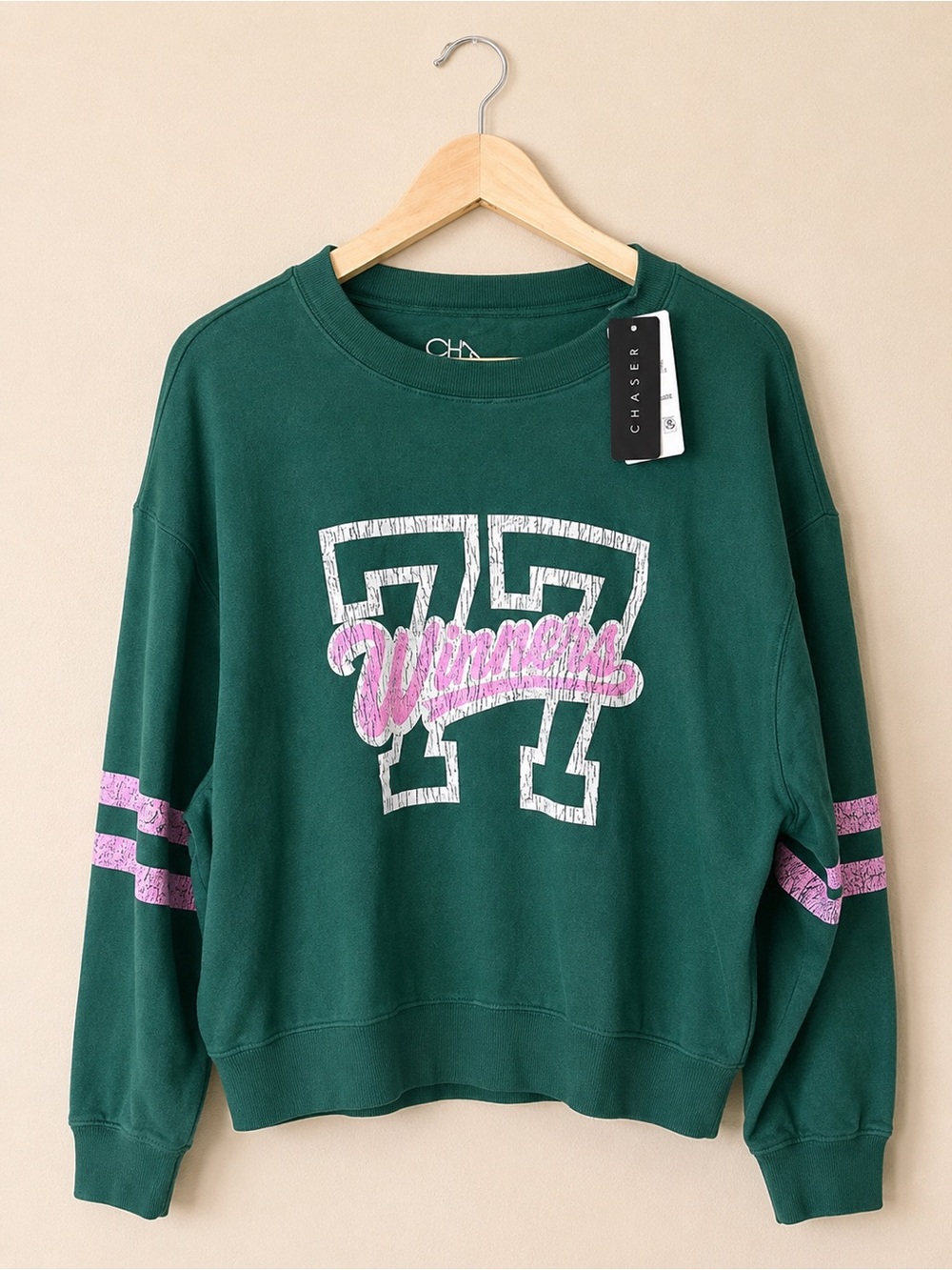 Chaser Women's '77 Winners' Graphic Crewneck Sweatshirt in Blue Grass